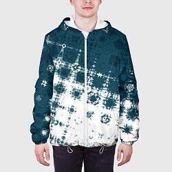 Куртка с капюшоном мужская Узорчатая текстура сине-белая, цвет: 3D-белый — фото 2