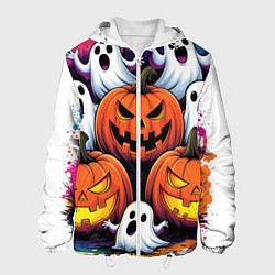 Куртка с капюшоном мужская Happy Halloween 25, цвет: 3D-белый