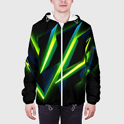 Куртка с капюшоном мужская Geometric neon, цвет: 3D-белый — фото 2