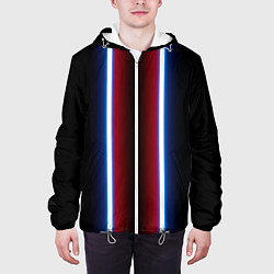 Куртка с капюшоном мужская Color white blue red neon, цвет: 3D-белый — фото 2