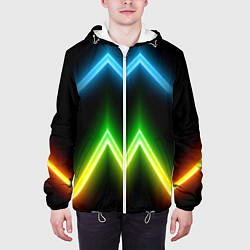 Куртка с капюшоном мужская Neon multicolored lines, цвет: 3D-белый — фото 2