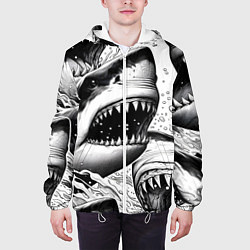 Куртка с капюшоном мужская Белая акула - стая, цвет: 3D-белый — фото 2