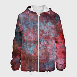 Куртка с капюшоном мужская Абстракция - red rust on blue, цвет: 3D-белый