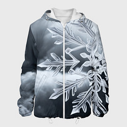 Куртка с капюшоном мужская Снежинка на черно белое, цвет: 3D-белый