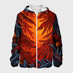 Куртка с капюшоном мужская Новогодние ветки елок, цвет: 3D-белый