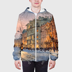 Куртка с капюшоном мужская Зимний Санкт-Петербург, цвет: 3D-белый — фото 2