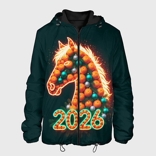 Мужская куртка Праздничная лошадь 2026 / 3D-Черный – фото 1