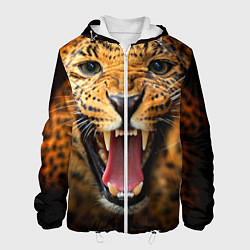 Куртка с капюшоном мужская Рык леопарда, цвет: 3D-белый