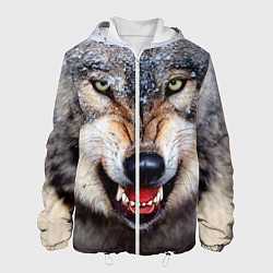 Куртка с капюшоном мужская Взгляд волка, цвет: 3D-белый