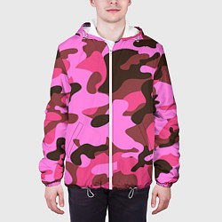 Куртка с капюшоном мужская Камуфляж: розовый/коричневый, цвет: 3D-белый — фото 2