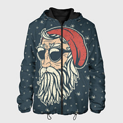 Куртка с капюшоном мужская Санта хипстер, цвет: 3D-черный