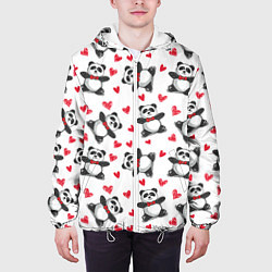 Куртка с капюшоном мужская Любимые панды, цвет: 3D-белый — фото 2