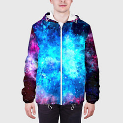 Куртка с капюшоном мужская Голубая вселенная, цвет: 3D-белый — фото 2