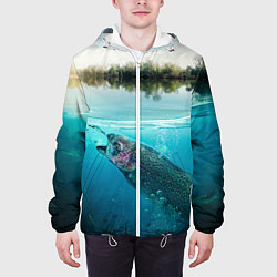 Куртка с капюшоном мужская Рыбалка на спиннинг, цвет: 3D-белый — фото 2