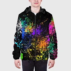 Куртка с капюшоном мужская Брызги красок, цвет: 3D-черный — фото 2