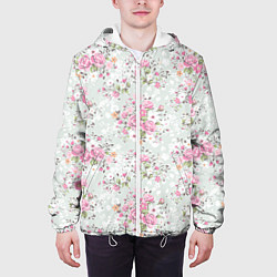 Куртка с капюшоном мужская Flower pattern, цвет: 3D-белый — фото 2