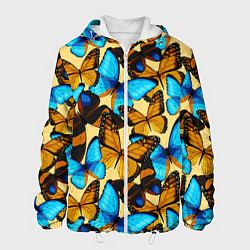 Куртка с капюшоном мужская Бабочки, цвет: 3D-белый