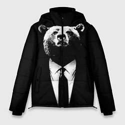 Куртка зимняя мужская Медведь бизнесмен, цвет: 3D-черный