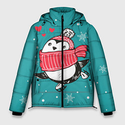 Куртка зимняя мужская Пингвинчик на коньках, цвет: 3D-красный