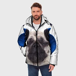 Куртка зимняя мужская Мопс в наушниках, цвет: 3D-светло-серый — фото 2