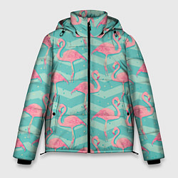 Куртка зимняя мужская Flamingo Pattern, цвет: 3D-черный