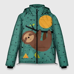 Куртка зимняя мужская Довольный ленивец, цвет: 3D-черный