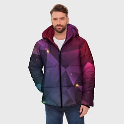Куртка зимняя мужская Colorful triangles, цвет: 3D-черный — фото 2