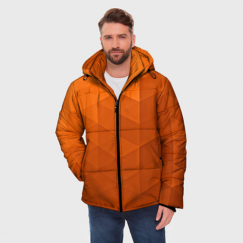 Мужская зимняя куртка Orange abstraction / 3D-Красный – фото 3