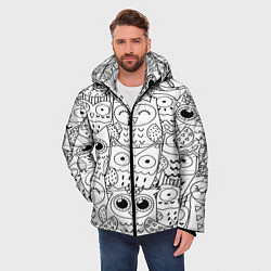 Куртка зимняя мужская Совушки: узор, цвет: 3D-черный — фото 2