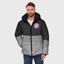 Куртка зимняя мужская ФК Бавария: Серый стиль, цвет: 3D-черный — фото 2