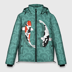 Куртка зимняя мужская Японские рыбки, цвет: 3D-черный