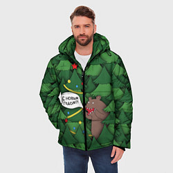 Куртка зимняя мужская Медведь: с Новым годом, цвет: 3D-черный — фото 2