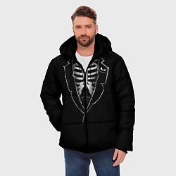 Куртка зимняя мужская Хэллоуинский скелет, цвет: 3D-светло-серый — фото 2