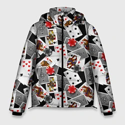 Куртка зимняя мужская Игральные карты и фишки, цвет: 3D-черный