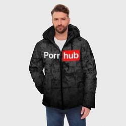 Куртка зимняя мужская PORNHUB AHEGAO, цвет: 3D-светло-серый — фото 2