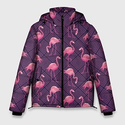 Мужская зимняя куртка Фиолетовые фламинго