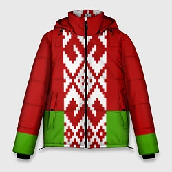 Куртка зимняя мужская Беларусь флаг, цвет: 3D-черный