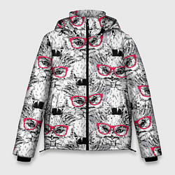 Куртка зимняя мужская Совы в очках, цвет: 3D-красный