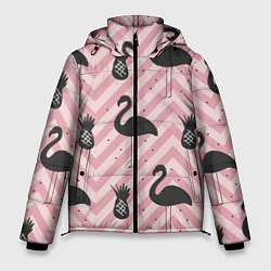 Куртка зимняя мужская Черный фламинго арт, цвет: 3D-черный