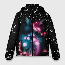 Куртка зимняя мужская ЛИСЁНОК НОВОГОДНИЙ, цвет: 3D-черный