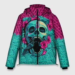 Куртка зимняя мужская Неоновый череп, цвет: 3D-черный