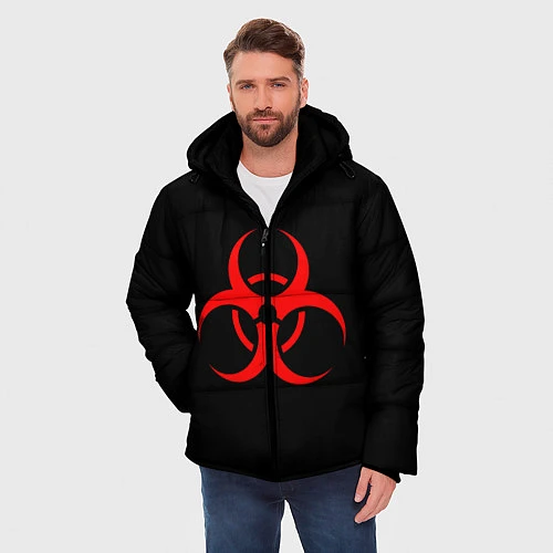 Мужская зимняя куртка Plague inc / 3D-Красный – фото 3