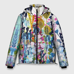 Куртка зимняя мужская Watercolor Flowers, цвет: 3D-черный