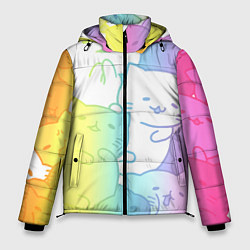 Куртка зимняя мужская Котоколлаж 05, цвет: 3D-красный