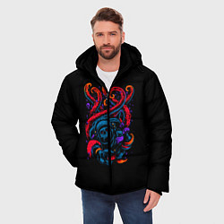 Куртка зимняя мужская Ктулху, цвет: 3D-черный — фото 2