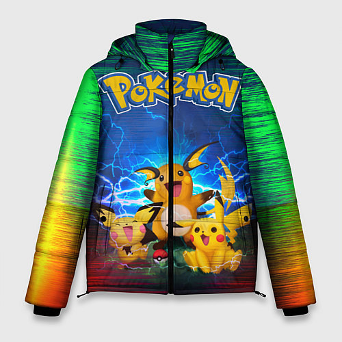 Мужская зимняя куртка Pikachu / 3D-Светло-серый – фото 1