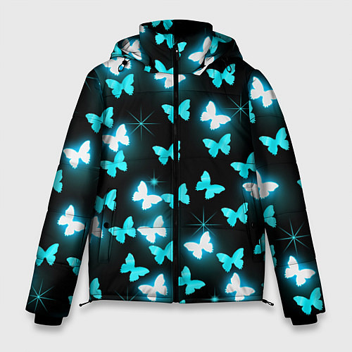 Мужская зимняя куртка Бабочки / 3D-Светло-серый – фото 1