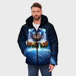Куртка зимняя мужская Космический кот, цвет: 3D-черный — фото 2