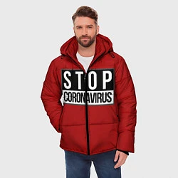 Куртка зимняя мужская Stop Coronavirus, цвет: 3D-черный — фото 2