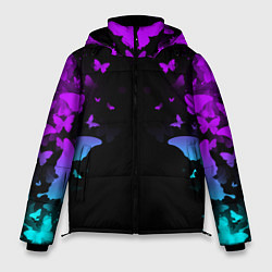 Куртка зимняя мужская Бабочки в неоне, цвет: 3D-черный